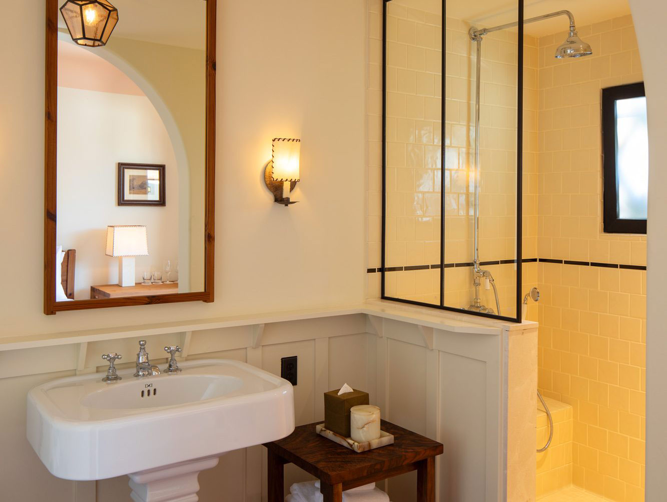Bathroom at Hotel El Roblar with sink and rainfall shower