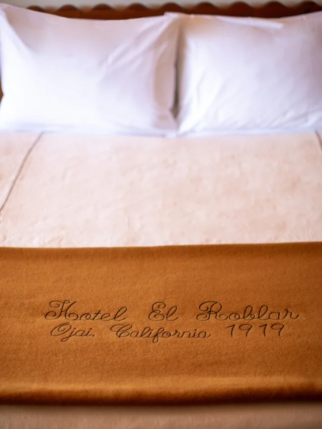 Some finishing touches are too good to leave behind.
The Hotel El Roblar blanket, available for sale at the front desk.