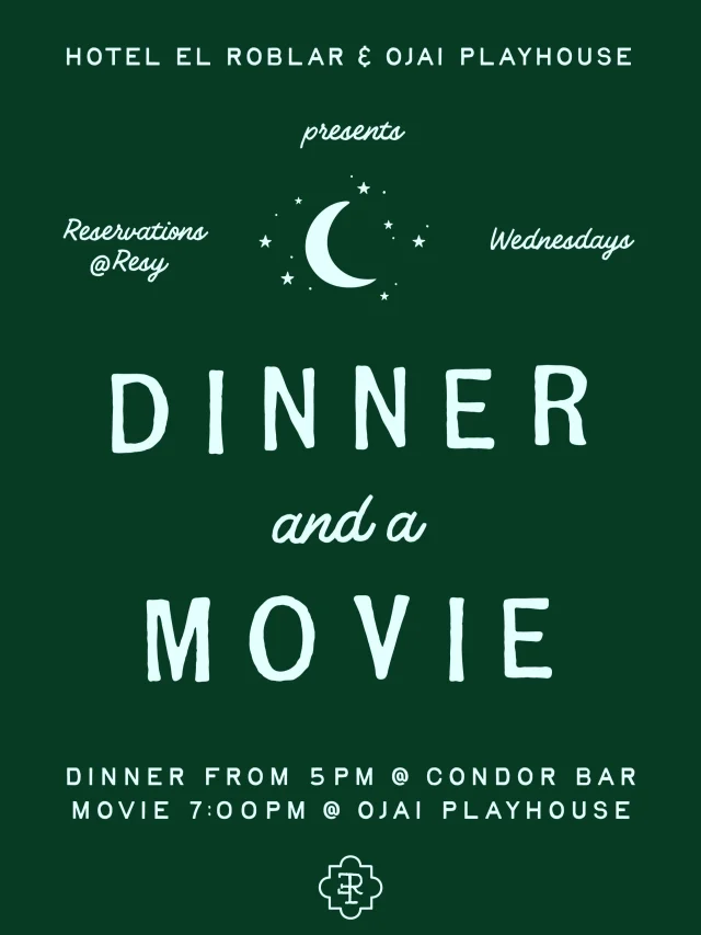 This week’s Dinner & a Movie: The History of Concrete, 7pm at Ojai Playhouse.

Book at Condor Bar from 5pm to enjoy a weekly dinner special with a movie ticket for that night’s showing. When you arrive at Condor Bar please give the team a heads up that you’re heading to the movie and they’ll provide your ticket. Resy link in bio.